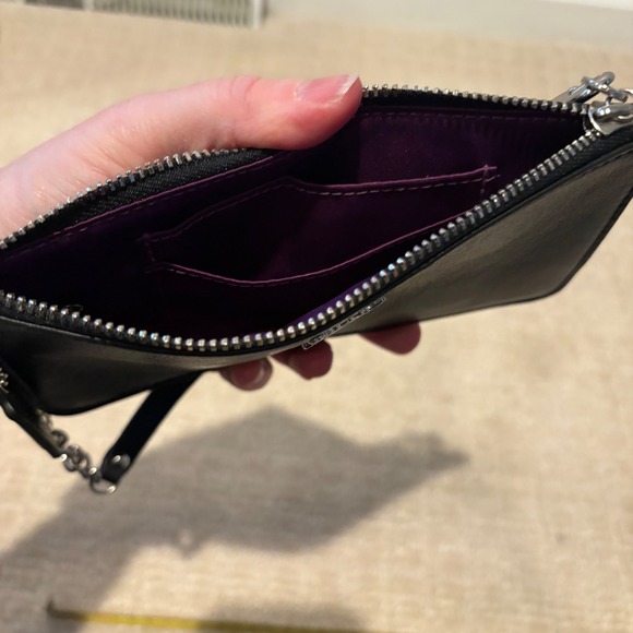 Coach Black Leather Wristlet with Silver Chain - Picture 4 of 6